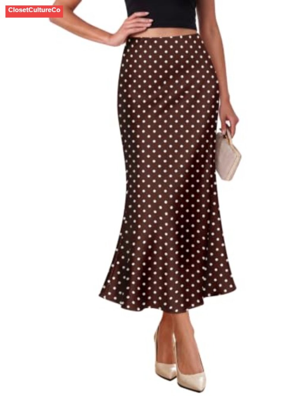 Satin High Waist Midi Skirt Mermaid Flare A-Line Cocktail Party